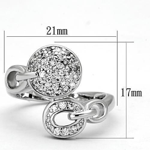 3W321 - Rhodium Brass Ring with AAA Grade CZ  in Clear-1
