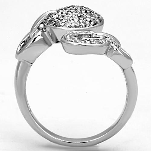 3W321 - Rhodium Brass Ring with AAA Grade CZ  in Clear-2