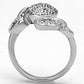 3W321 - Rhodium Brass Ring with AAA Grade CZ  in Clear-2