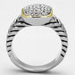 3W322 - Reverse Two-Tone Brass Ring with AAA Grade CZ  in Clear-2