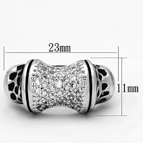 3W324 - Rhodium Brass Ring with AAA Grade CZ  in Clear-1