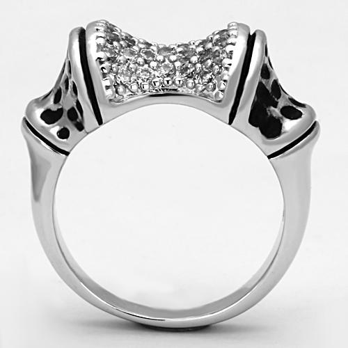 3W324 - Rhodium Brass Ring with AAA Grade CZ  in Clear-2