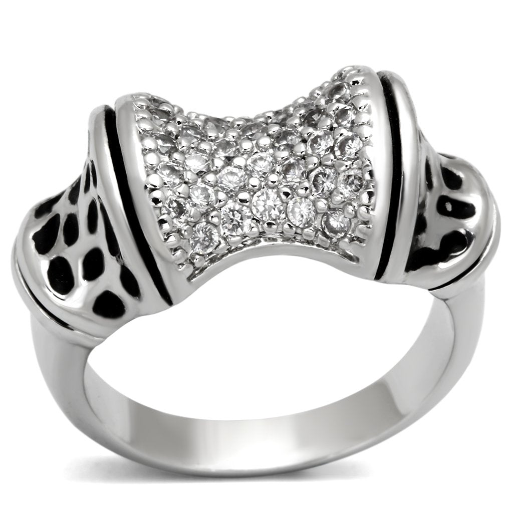 3W324 - Rhodium Brass Ring with AAA Grade CZ  in Clear-0