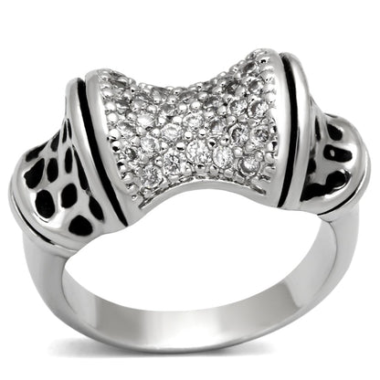 3W324 - Rhodium Brass Ring with AAA Grade CZ  in Clear-0