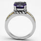 3W331 - Reverse Two-Tone Brass Ring with AAA Grade CZ  in Amethyst-2