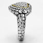 3W333 - Reverse Two-Tone Brass Ring with AAA Grade CZ  in Clear-3