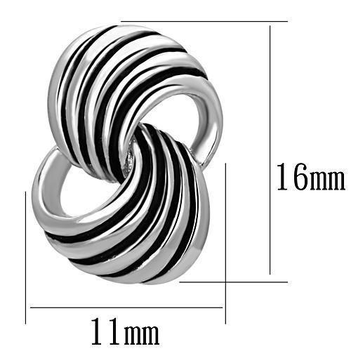 3W343 - Rhodium Brass Earrings with Epoxy  in Jet-1