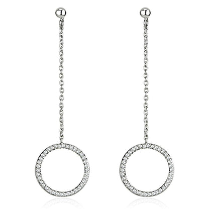 3W364 - Rhodium Brass Earrings with AAA Grade CZ  in Clear-0