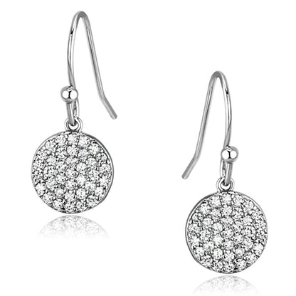3W369 - Rhodium Brass Earrings with AAA Grade CZ  in Clear-0