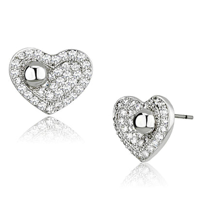 3W374 - Rhodium Brass Earrings with AAA Grade CZ  in Clear-0