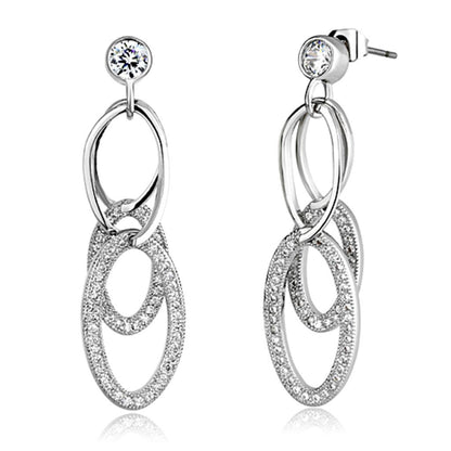 3W379 - Rhodium Brass Earrings with AAA Grade CZ  in Clear-0