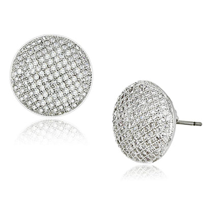 3W388 - Rhodium Brass Earrings with AAA Grade CZ  in Clear-0