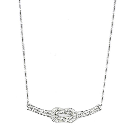 3W406 - Rhodium Brass Necklace with Top Grade Crystal  in Clear-0