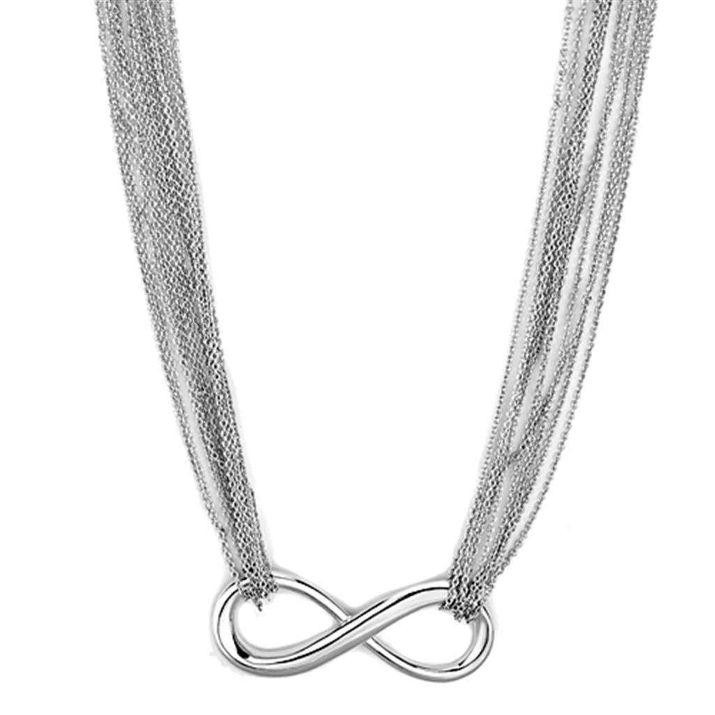 3W412 - Rhodium Brass Necklace with No Stone-0