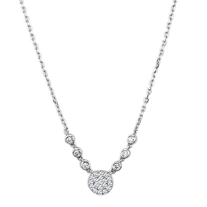 3W417 - Rhodium Brass Necklace with AAA Grade CZ  in Clear-0
