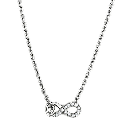 3W418 - Rhodium Brass Necklace with AAA Grade CZ  in Clear-0