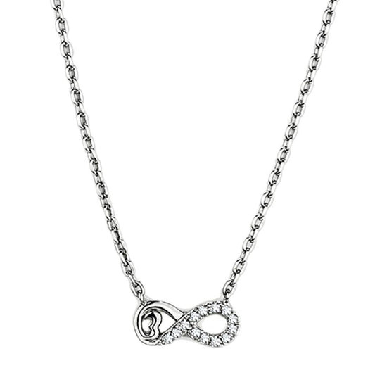 3W418 - Rhodium Brass Necklace with AAA Grade CZ  in Clear-0