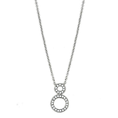 3W421 - Rhodium Brass Necklace with AAA Grade CZ  in Clear-0