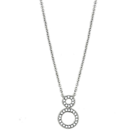 3W421 - Rhodium Brass Necklace with AAA Grade CZ  in Clear-0
