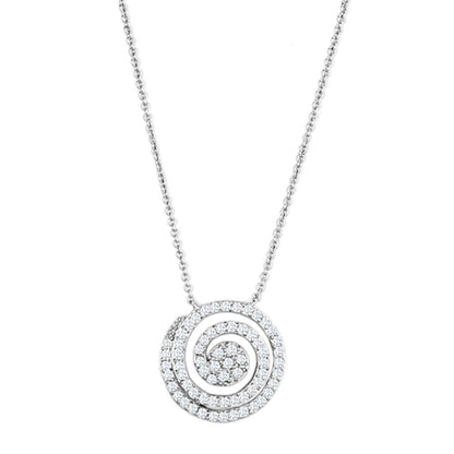 3W422 - Rhodium Brass Necklace with AAA Grade CZ  in Clear-0
