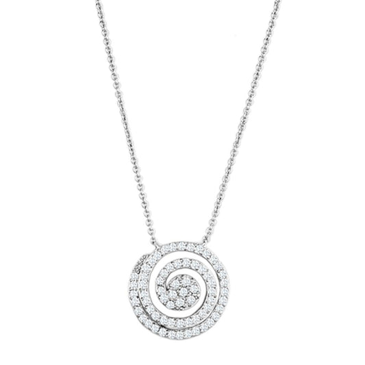 3W422 - Rhodium Brass Necklace with AAA Grade CZ  in Clear-0