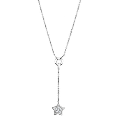 3W426 - Rhodium Brass Necklace with AAA Grade CZ  in Clear-0