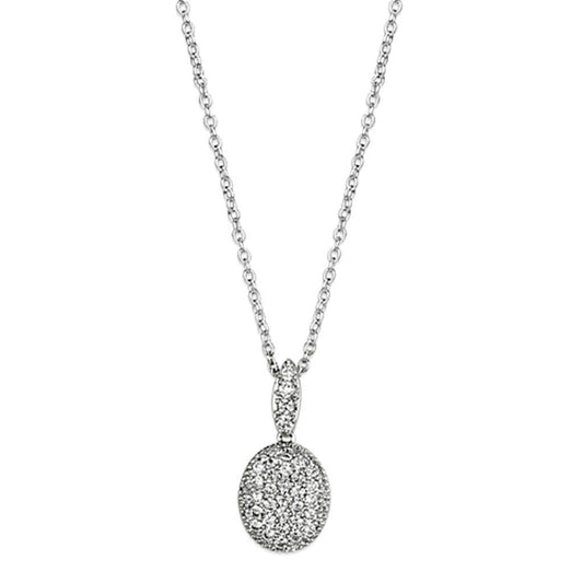 3W432 - Rhodium Brass Necklace with AAA Grade CZ  in Clear-0