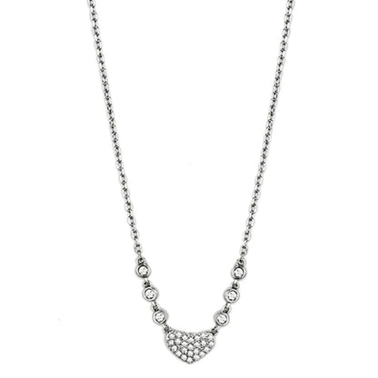3W433 - Rhodium Brass Necklace with AAA Grade CZ  in Clear-0