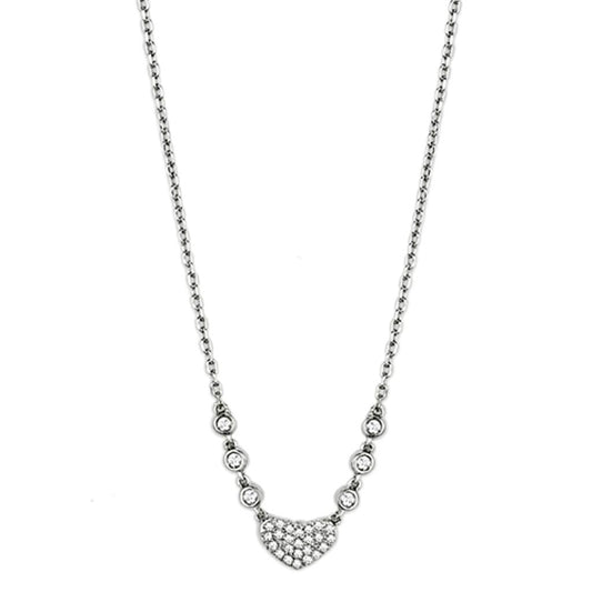 3W433 - Rhodium Brass Necklace with AAA Grade CZ  in Clear-0