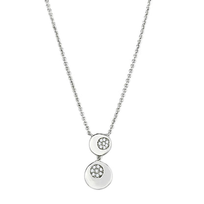 3W435 - Rhodium Brass Necklace with AAA Grade CZ  in Clear-0