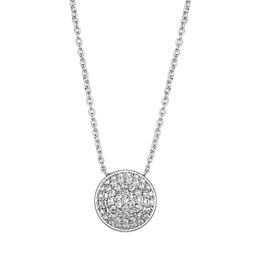 3W436 - Rhodium Brass Necklace with AAA Grade CZ  in Clear-0