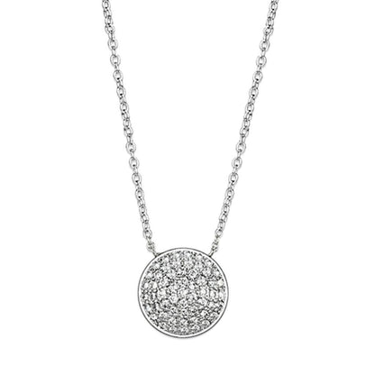 3W436 - Rhodium Brass Necklace with AAA Grade CZ  in Clear-0