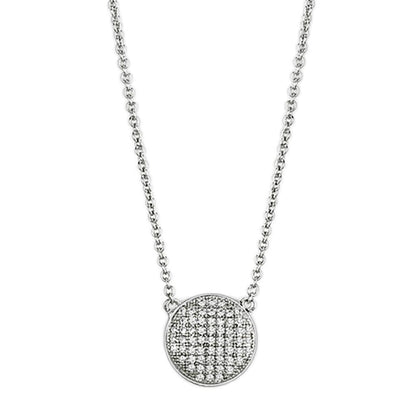 3W437 - Rhodium Brass Necklace with AAA Grade CZ  in Clear-0