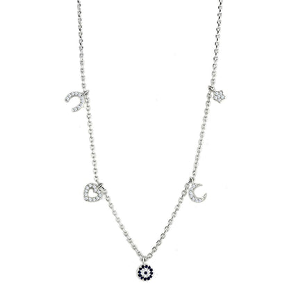 3W439 - Rhodium Brass Necklace with AAA Grade CZ  in Montana-0