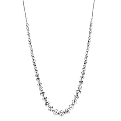 3W440 - Rhodium Brass Necklace with AAA Grade CZ  in Clear-0