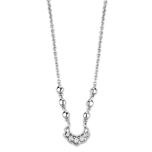 3W448 - Rhodium Brass Necklace with AAA Grade CZ  in Clear-0
