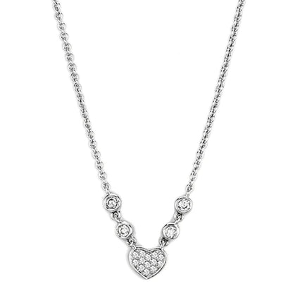3W449 - Rhodium Brass Necklace with AAA Grade CZ  in Clear-0
