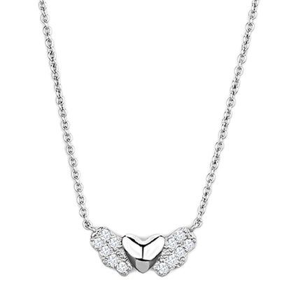 3W451 - Rhodium Brass Necklace with AAA Grade CZ  in Clear-0