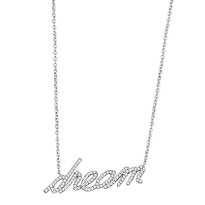 3W455 - Rhodium Brass Necklace with AAA Grade CZ  in Clear-0