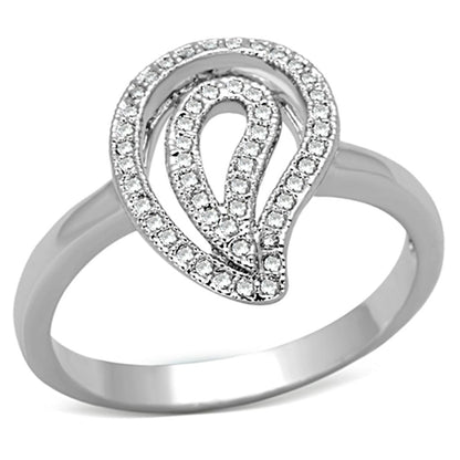 3W463 - Rhodium Brass Ring with AAA Grade CZ  in Clear-0