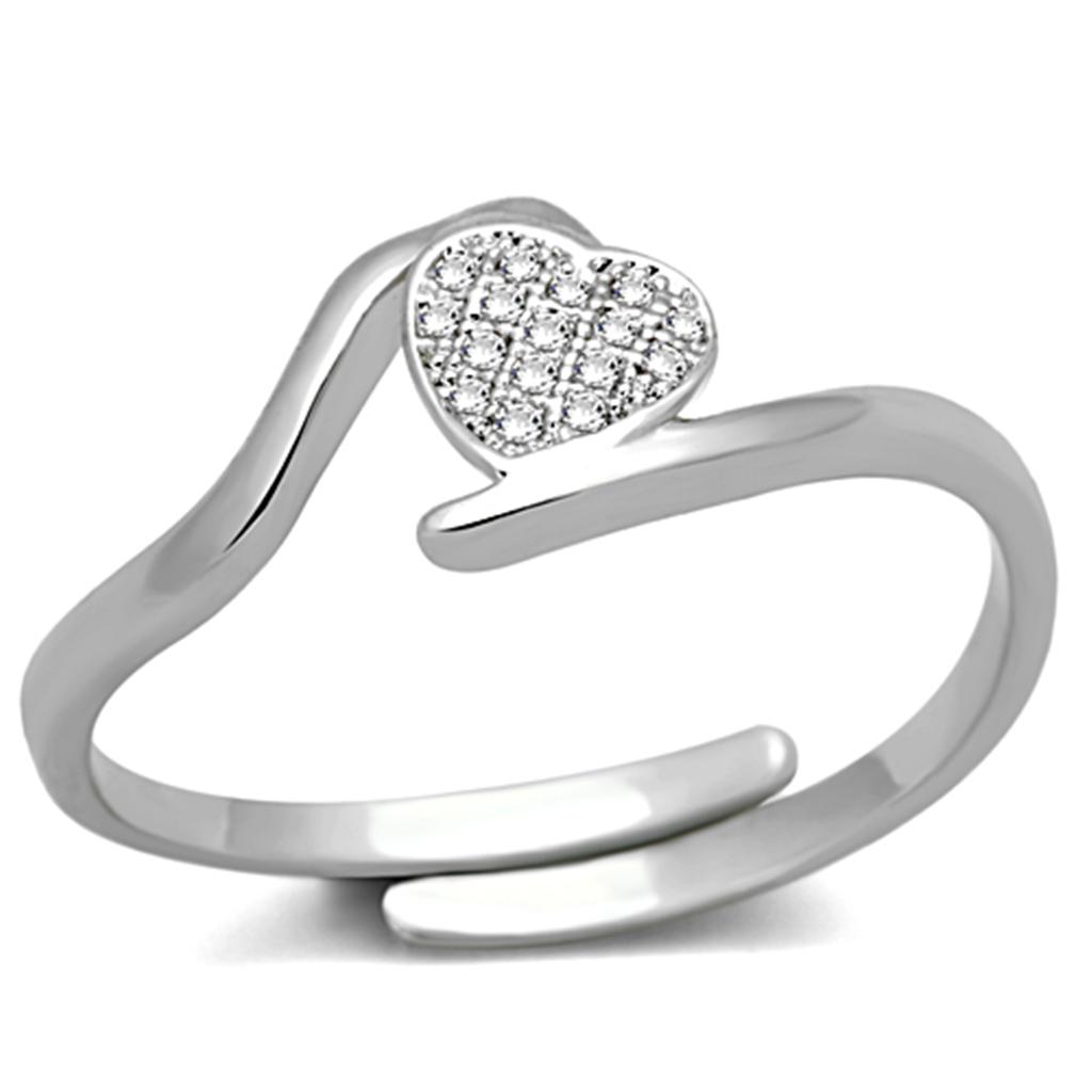3W464 - Rhodium Brass Ring with AAA Grade CZ  in Clear-0