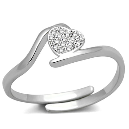 3W464 - Rhodium Brass Ring with AAA Grade CZ  in Clear-0