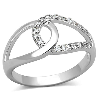 3W474 - Rhodium Brass Ring with AAA Grade CZ  in Clear-0
