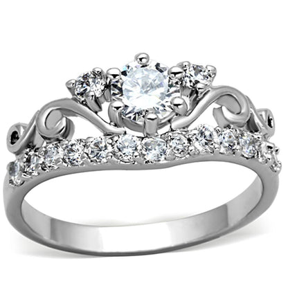 3W483 - Rhodium Brass Ring with Top Grade Crystal  in Clear-0