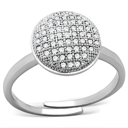 3W502 - Rhodium Brass Ring with AAA Grade CZ  in Clear-0