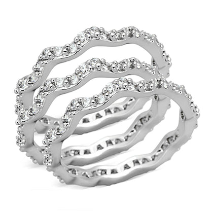 3W508 - Rhodium Brass Ring with AAA Grade CZ  in Clear-0