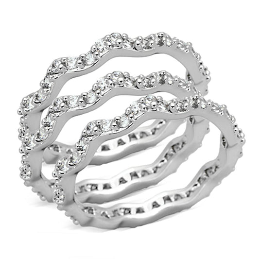 3W508 - Rhodium Brass Ring with AAA Grade CZ  in Clear-0