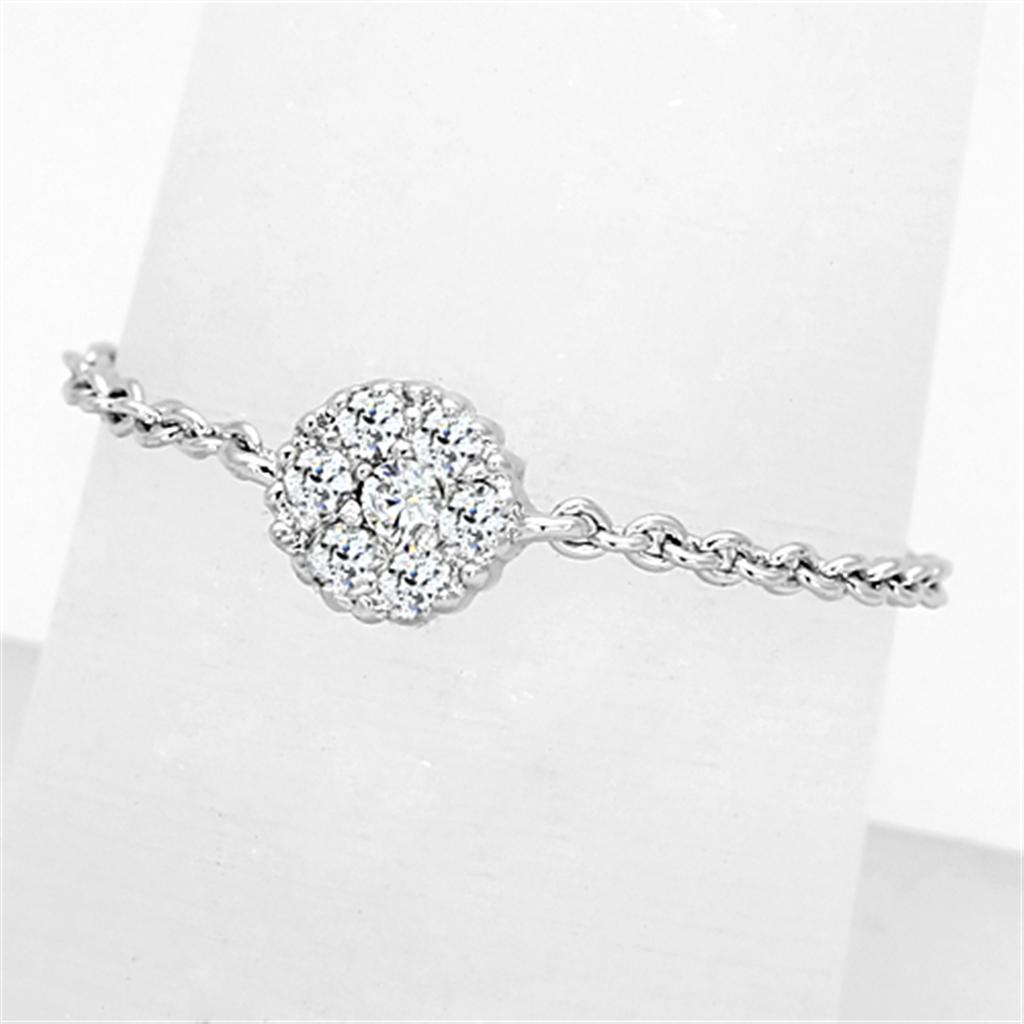 3W516 - Rhodium Brass Ring with AAA Grade CZ  in Clear-0