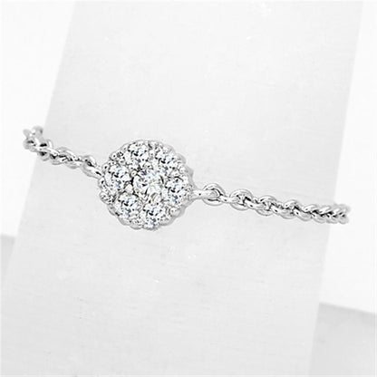 3W516 - Rhodium Brass Ring with AAA Grade CZ  in Clear-0