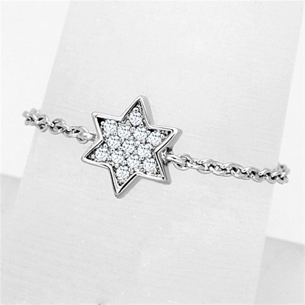 3W517 - Rhodium Brass Ring with AAA Grade CZ  in Clear-0